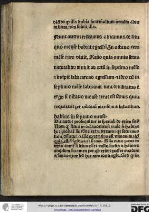 Nunc autem redeamus et dicamus de fetu quo mense habeat egressum in octavo vero mense raro vivit...