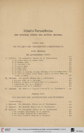 Inhalts-Verzeichniss der zweiten Hälfte des dritten Bandes