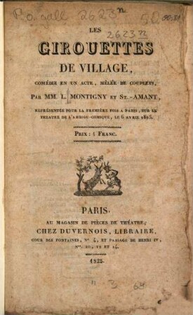 Les gironettes de village : Comédie en un acte, mêlée de couplets