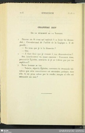 Chapitre XXV. De la nécessité de la logique