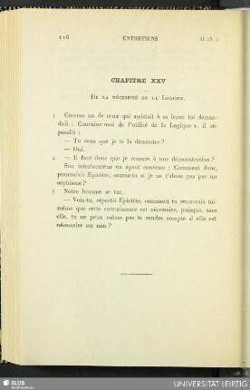 Chapitre XXV. De la nécessité de la logique