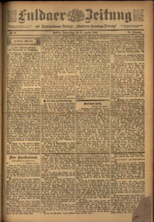 Erste Ausgabe vom Donnerstag, den 30. Januar 1902.