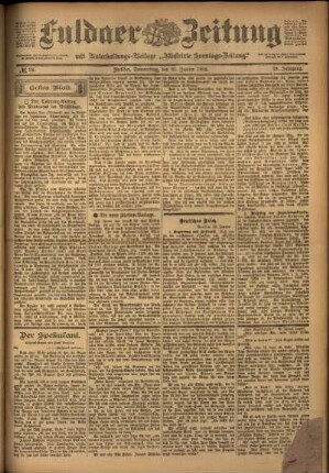 Erste Ausgabe vom Donnerstag, den 30. Januar 1902.