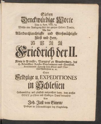 Sieben Denckwürdige Worte ...
