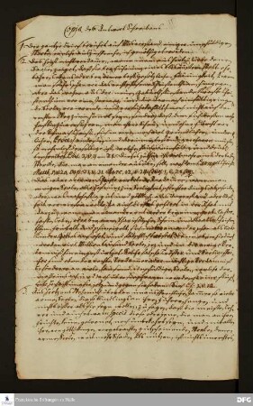 Brief von Heinrich XXIII. v. Reuß-Lobenstein an Sophia Maria v. Reuß-Lobenstein.