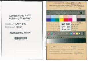 Entnazifizierung Alfred Rossmanek , geb. 11.11.1912 (Foerdermaschinist)