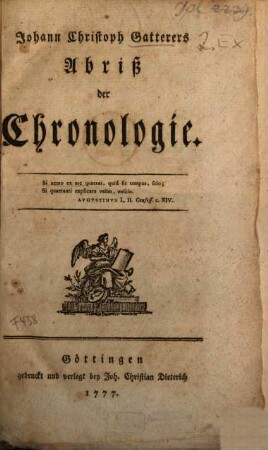 Johann Christoph Gatterers Abriß der Chronologie