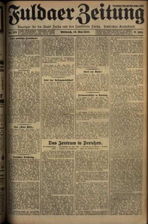 Erste Ausgabe vom Mittwoch, den 28. Mai 1930.