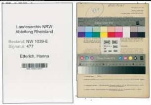 Entnazifizierung Hanna Etterich , geb. 20.02.1905 (Krankenschwester)