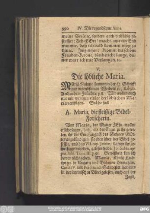 V. Die löbliche Maria.