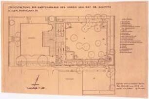 Garten Dr. Schmitz, Berlin-Dahlem: Grundriss, Erläuterung 1:100