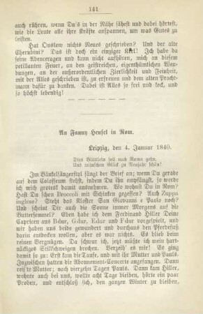 An Fanny Hensel in Rom. Leipzig, den 4. Januar 1840