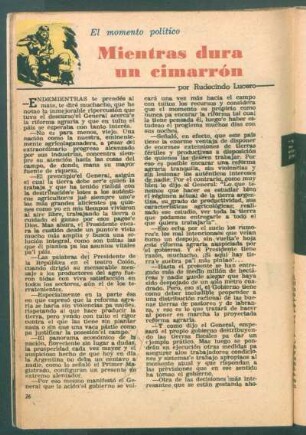 Mientras dura un cimarrón : El momento político