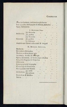 Conspectus. I, II, III Sectionis