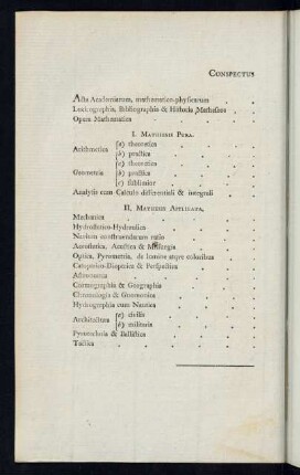 Conspectus. I, II, III Sectionis
