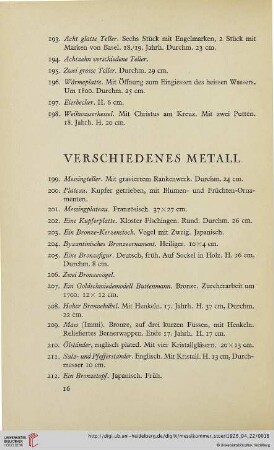 Verschiedenes Metall (Nr. 199-232)
