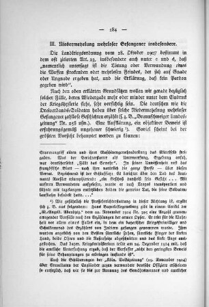III. Niedermetzelung wehrloser Gefangener insbesondere.