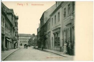 Penig. Brückenstraße mit Planwagen