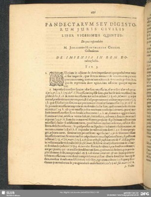 Liber Vicesimus Quintus: De quo respondebit M. Johannes-Hartmannus Cremer Gelhusanus. De Impensis In Rem Dotalem factis