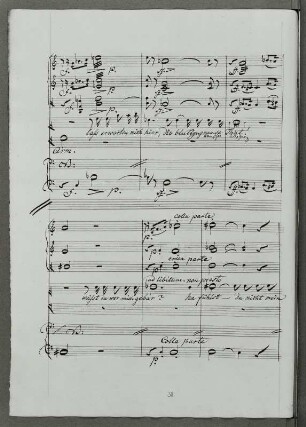 Seite 38 der Partitur mit Textkorrektur von Carl Maria von Weber (Band IV)