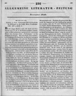 Friedländer, L. H.: Vorlesungen über die Geschichte der Heilkunde. Leipzig: Voß 1839