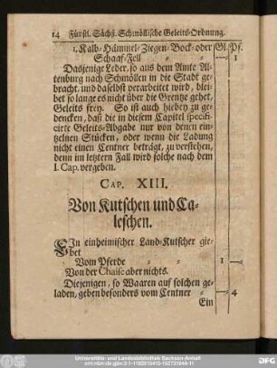 Cap. XIII. Von Kutschen und Caleschen.