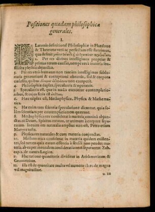 Positiones quaedam philosophicae generales.
