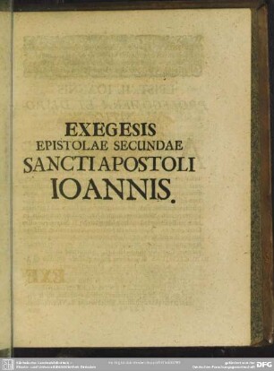 Exegesis Epistolae Secundae Sancti Apostoli Ioannis
