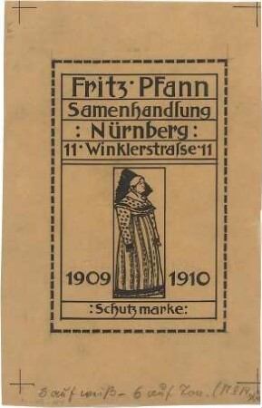 Pfann, Paul; Nürnberg; Fritz Pfann - Samenhandlung - Firmenschild (Ansicht)