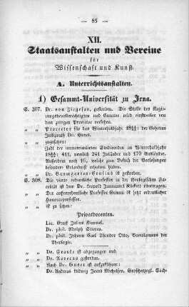 XII. Staatsanstalten und Vereine