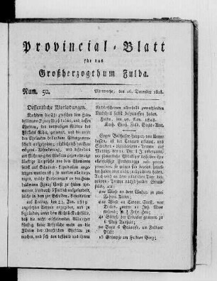 Num. 50, Ausgabe vom 16. Dezember 1818