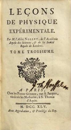Leçons de physique expérimentale, 3