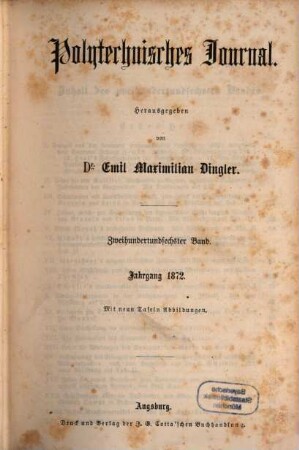 Polytechnisches Journal. 206. 1872 = 5. Reihe Bd. 6