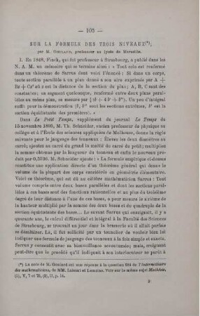 SUR LA FORMULE DES TROIS NIVEAUX.