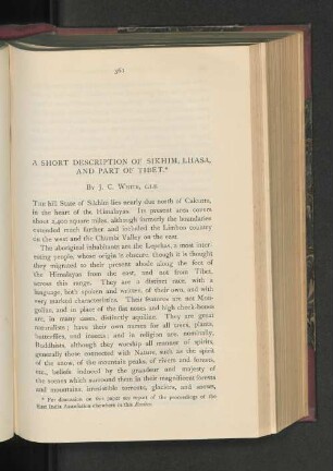 A Short Description of Sikhim, Lhasa, and Part of Tibet.