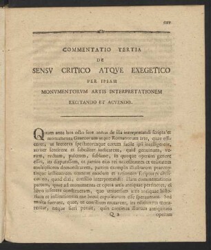 Commentatio Tertia De Sensu Critico Atque Exegetico Per Ipsam Monumentorum Artis Interpretationem Excitando Et Acuendo.