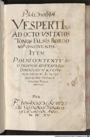 Psalmodia Vespertina - SuStB Augsburg Tonk Schl 96
