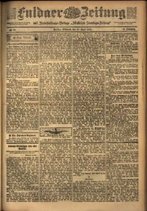 Erste Ausgabe vom Mittwoch, den 30. April 1902.