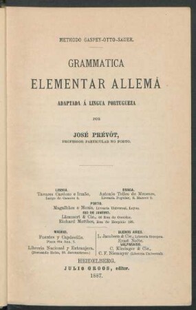 Grammatica elementar allemã : adaptada á lingua portugueza