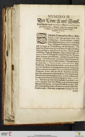 Nvmero II: Der Roem : Kays : Mayst. verordneter vnd Subdelegirter Kay : Commissarien, &c Zu Embden den 10. Martij [...]
