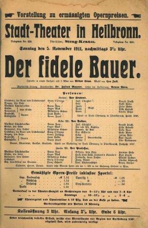 Band mit knapp 150 Theaterzetteln des Stadt-Theaters Spielzeit 1911/12 (Direktion Steng-Krauss) (Stadttheater)