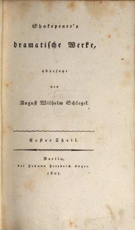 Shakspeare's dramatische Werke, 1