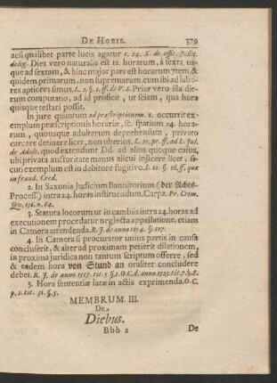 Membrum III. De Diebus.