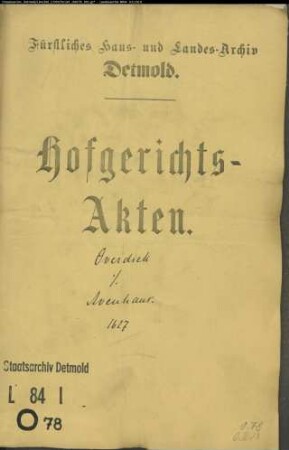 Overdieck (Oberteich), Johann zu Detmold gegen Hans Avenhaus in Blomberg - Schuldforderung