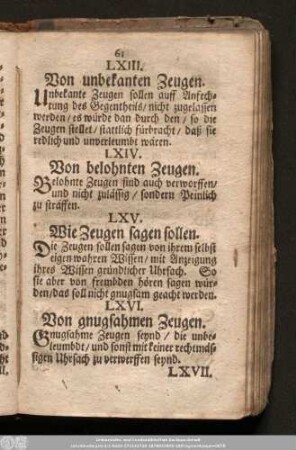 LXIII. Von unbekanten Zeugen.