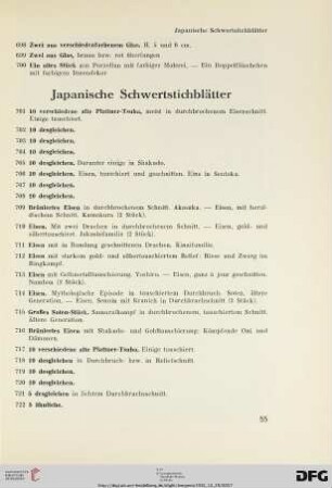 Japanische Schwertstichblätter (Nr. 701-736)