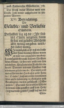 XVI. Betrachtung. Geliebte, und Verliebte Sünderin