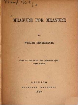 The plays of William Shakespeare : in 37 parts, 1.. Measure for measure