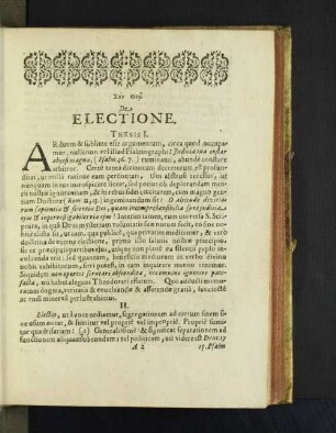 De Electione. [Thesis I. - XV.]