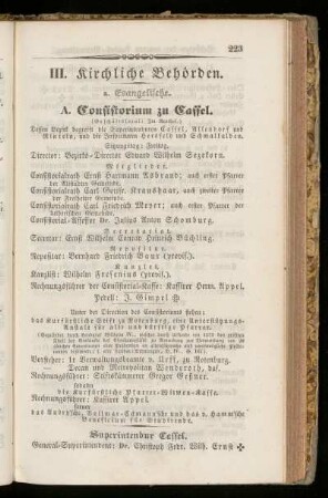 A. Consistorium zu Cassel.